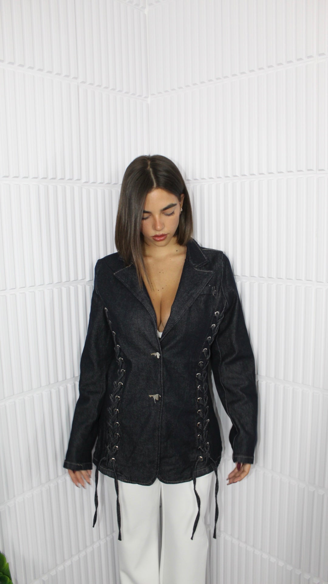 Giacca di Jeans con Lacci