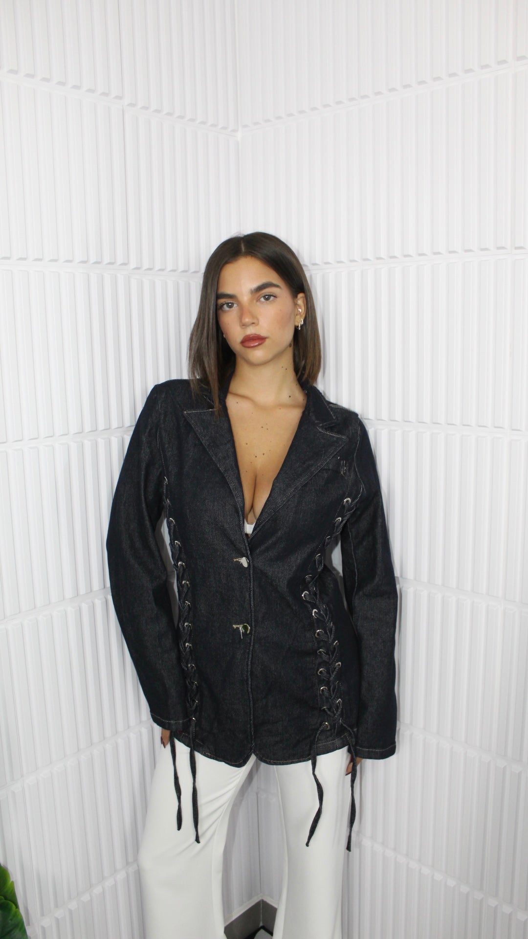 Giacca di Jeans con Lacci