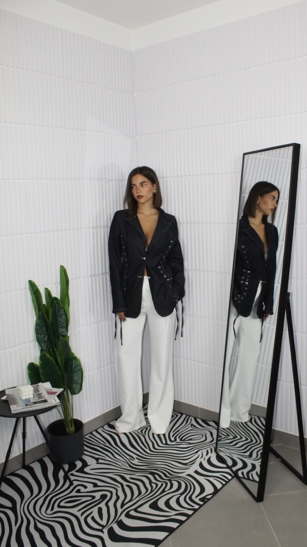 Giacca di Jeans con Lacci